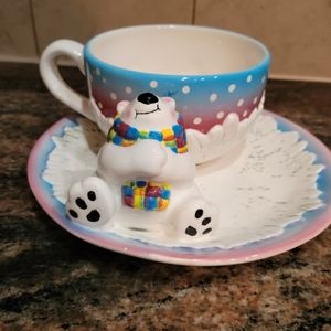 Plaideus T. Polar Bear, cup and saucer set, winter, holidays, Christmas, serving